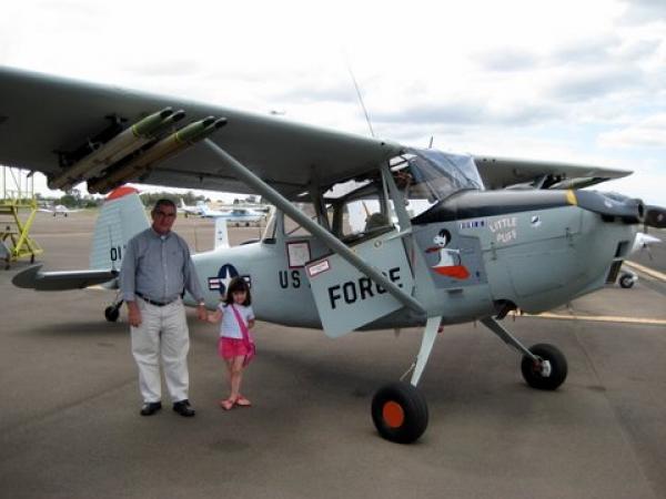 Morfar and Chrystal at the spotter plane.